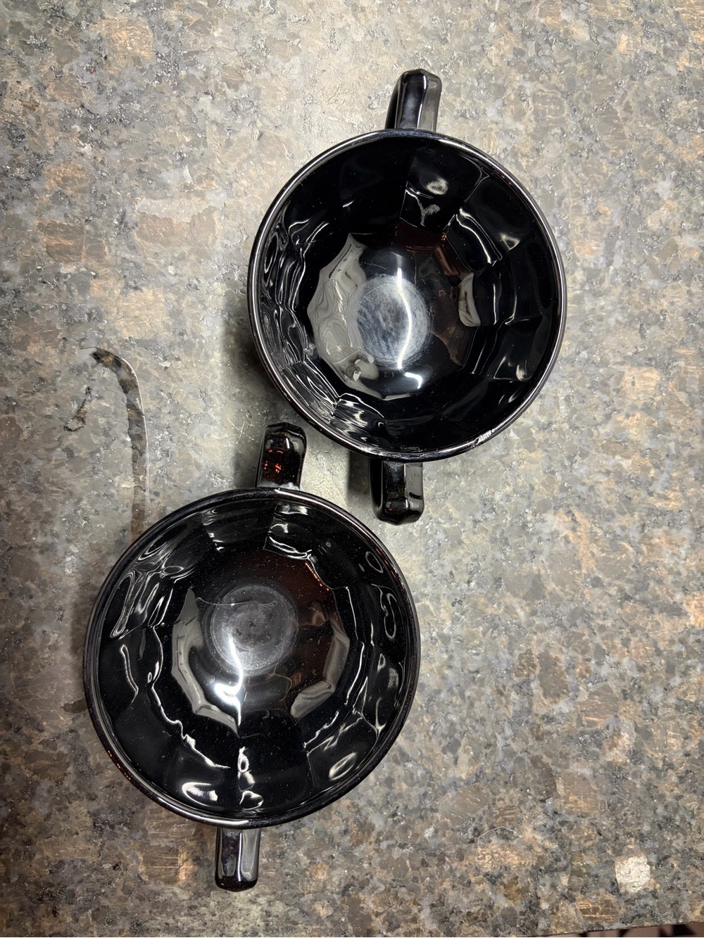 Vintage L.E. Smith Mount Pleasant Black Amethyst Glass Bouillon Bowls Pair